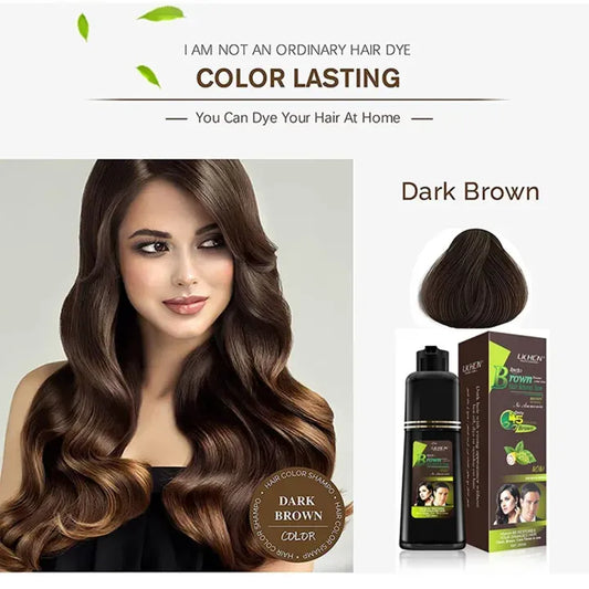 Light Brown Hair Color Shampoo – Quick & Easy Gray Coverage, 200ml Natural-Looking Dye - Black